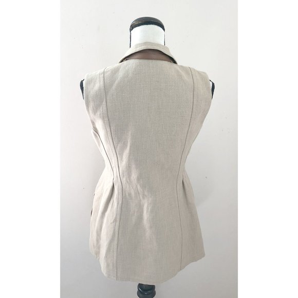 NWT Gucci linen & leather runway sleeveless safari blazer jacket - Picture 7 of 13